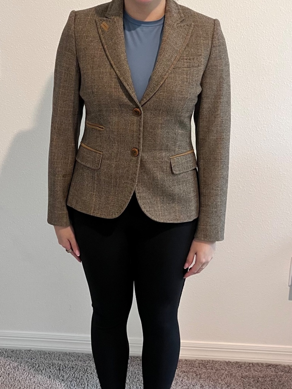 Wool Yera Plaid Blazer Jacket – Size 40-Made in Spain